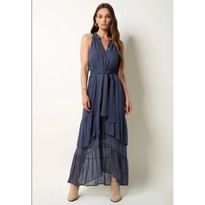 Tart Collections Arissa Dress Nightshadow Blue Tiered Small Elegant Gala Event